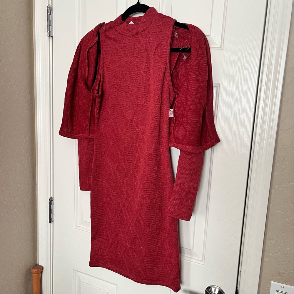 Two piece red sweater dress